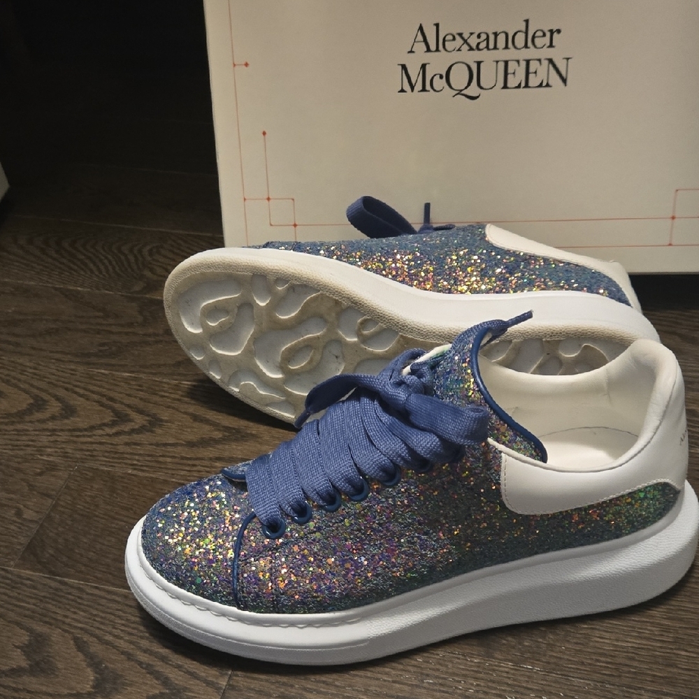Alexander McQueen White Sneakers with Blue Glitter - Picture 5 of 10